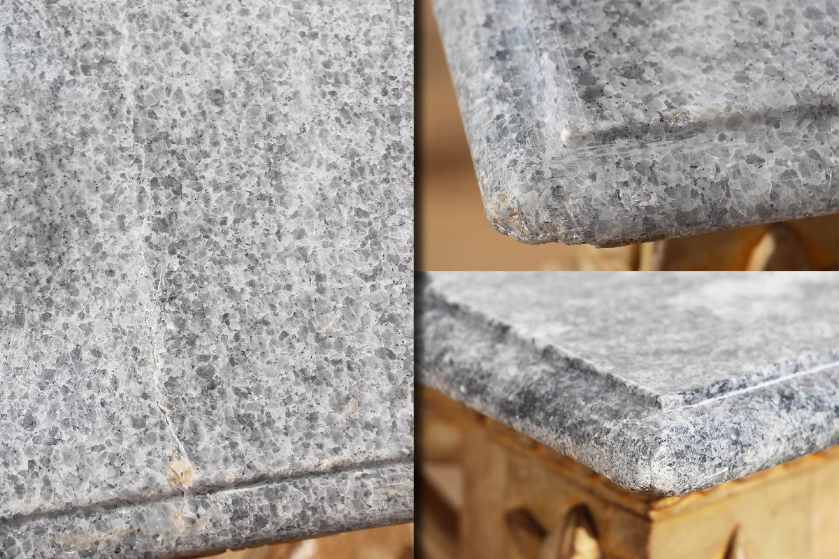 A Louis XVI Console Table Depicting A Faun Head With Original Marble Stone-photo-7