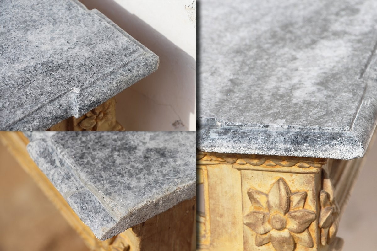 A Louis XVI Console Table Depicting A Faun Head With Original Marble Stone-photo-8