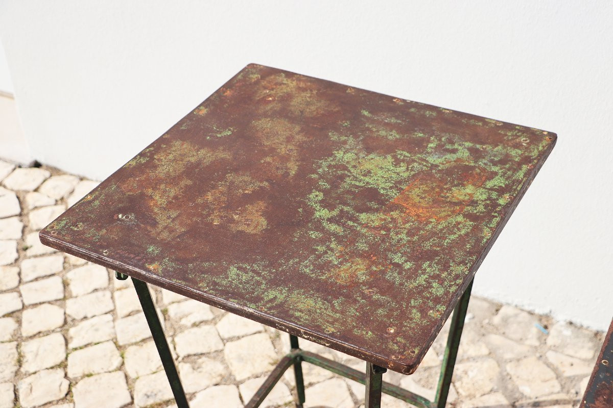 19th Century Baroque Wrought Iron Garden Tables, Portuguese - Set Of Two-photo-3