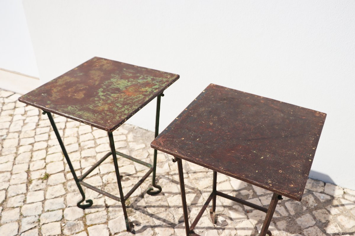 19th Century Baroque Wrought Iron Garden Tables, Portuguese - Set Of Two-photo-4