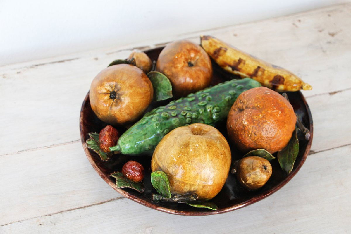 Antique Portuguese Palissy Ware Large Wall Plate, Caldas, Earthenware, Majolica-photo-4