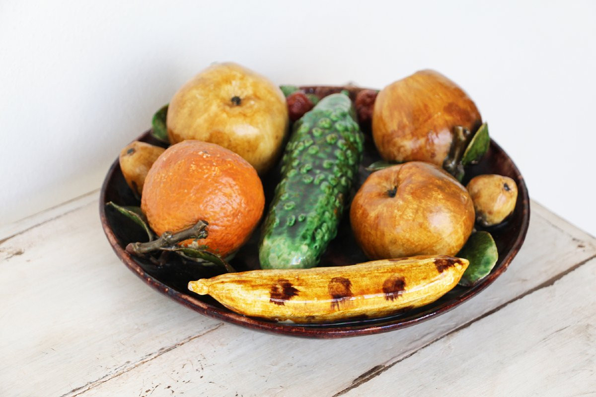 Antique Portuguese Palissy Ware Large Wall Plate, Caldas, Earthenware, Majolica-photo-1