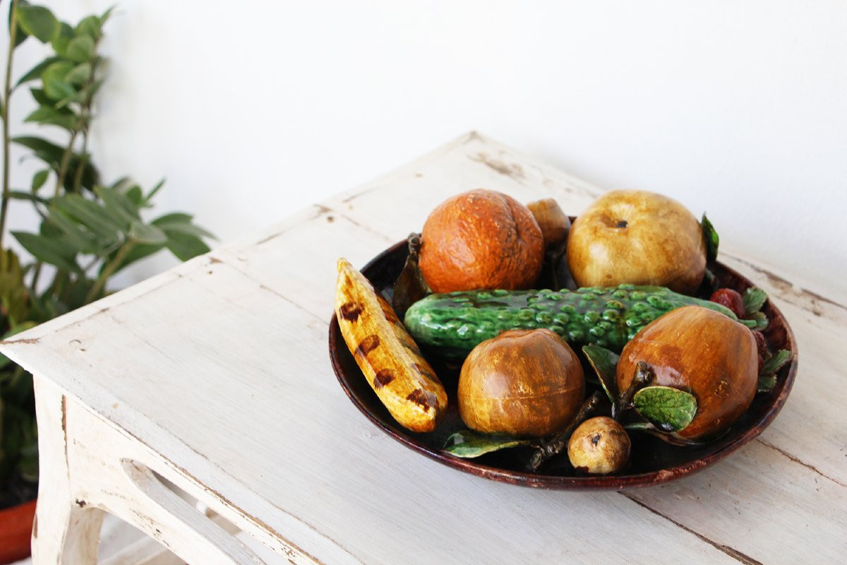 Antique Portuguese Palissy Ware Large Wall Plate, Caldas, Earthenware, Majolica-photo-3