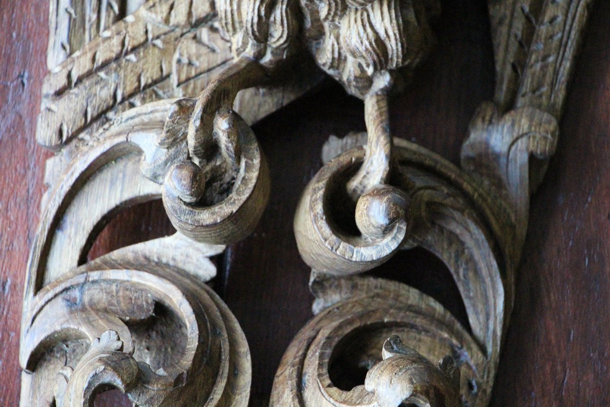 Figure en bois d’oiseau couronné, rare antique portugaise, XVIIᵉ siècle-photo-4