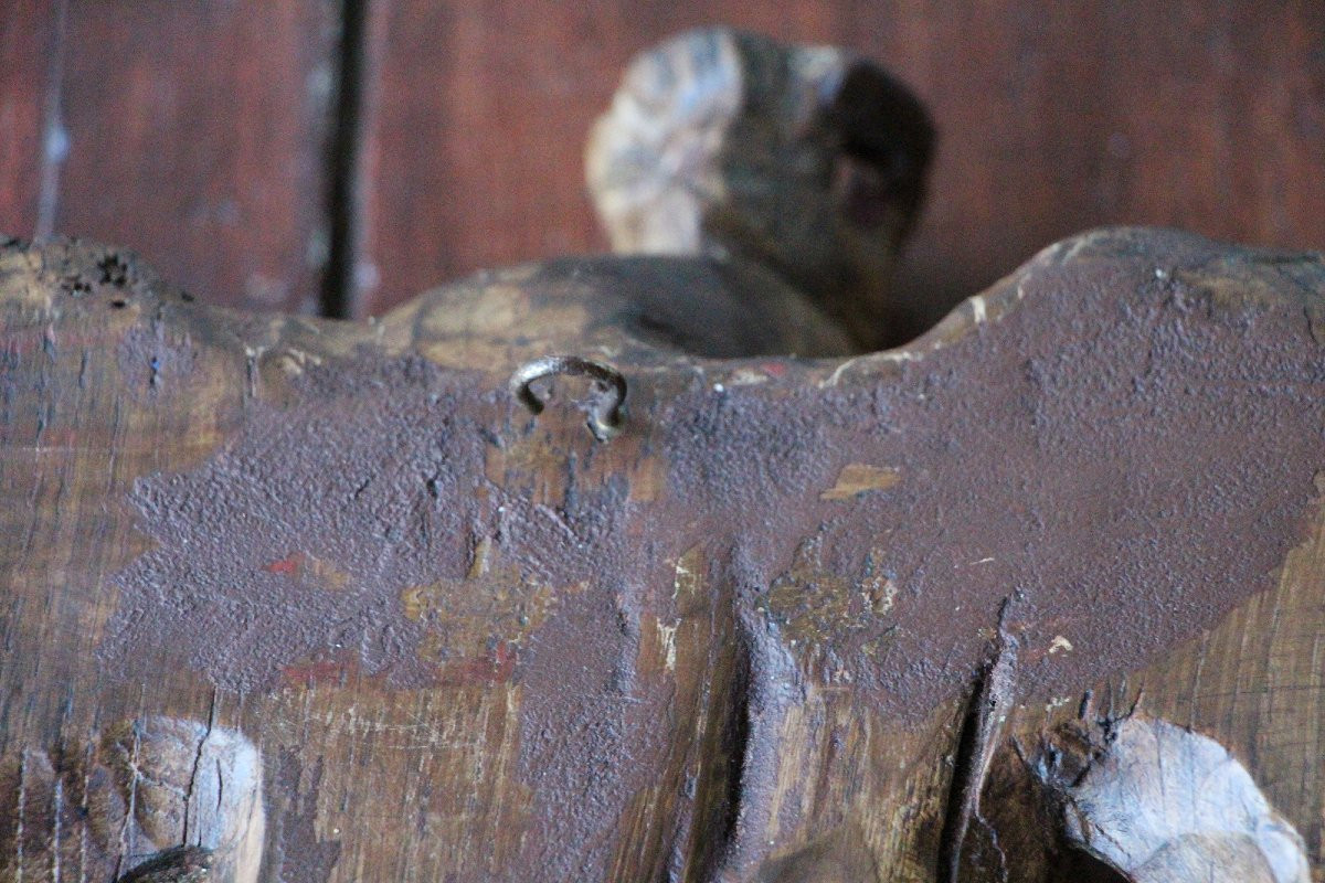 Figure en bois d’oiseau couronné, rare antique portugaise, XVIIᵉ siècle-photo-7