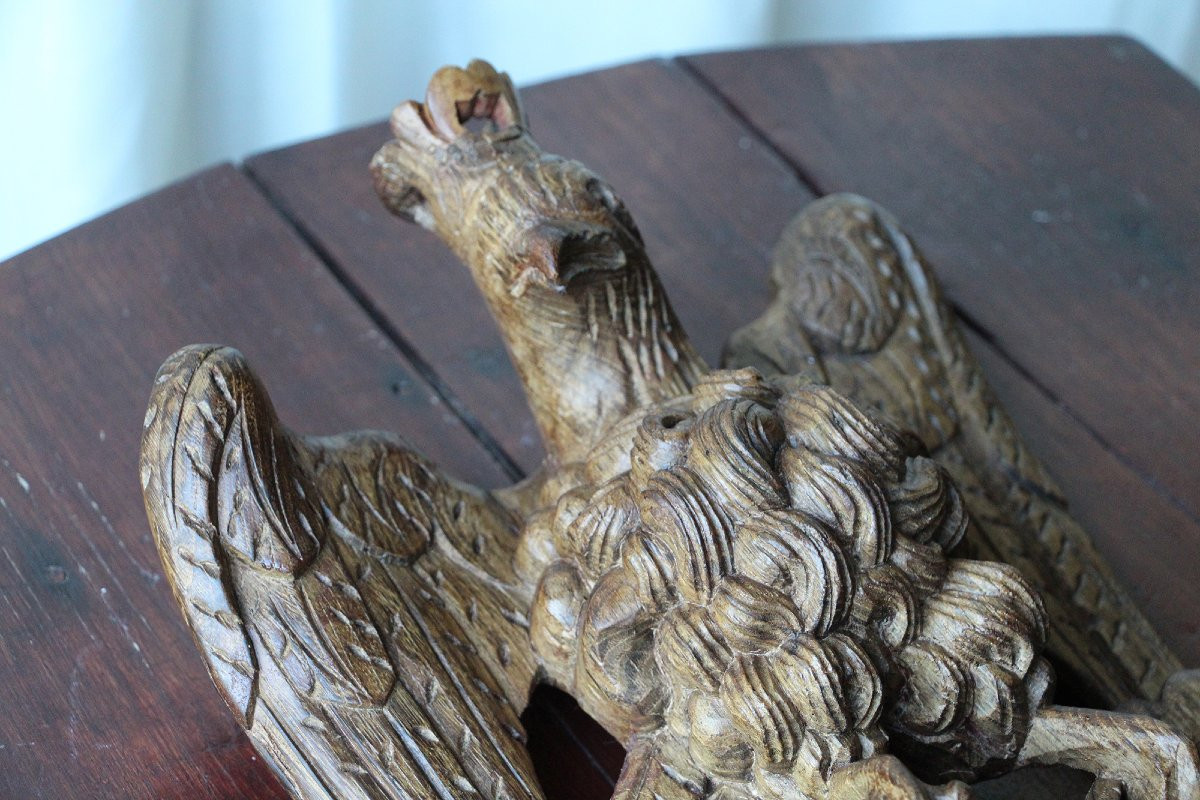 Figure en bois d’oiseau couronné, rare antique portugaise, XVIIᵉ siècle-photo-8