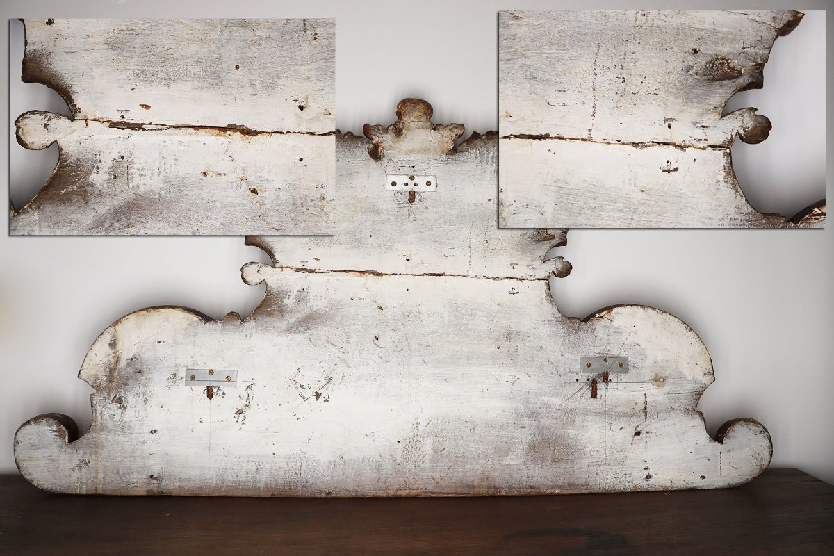 Grand chérubin antique portugais en bois, ange baroque à feuilles d’or, XVIIIᵉ siècle-photo-7