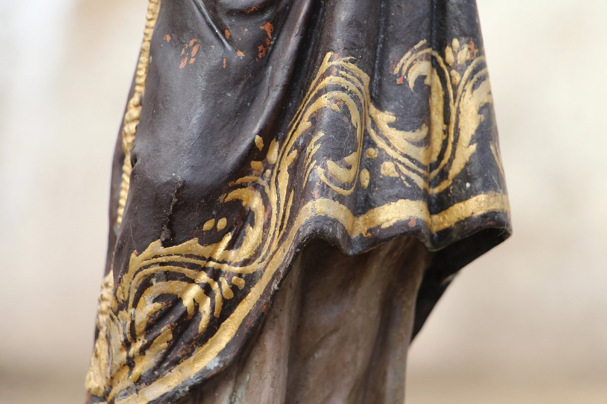 18th Century Antique Saint Anthony Of Padua With The Child Jesus, Portuguese, Earthenware-photo-3