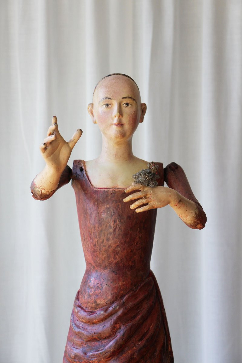18th Century Portuguese Baroque Santos Cage Doll, Virgin, Mannequin-photo-2