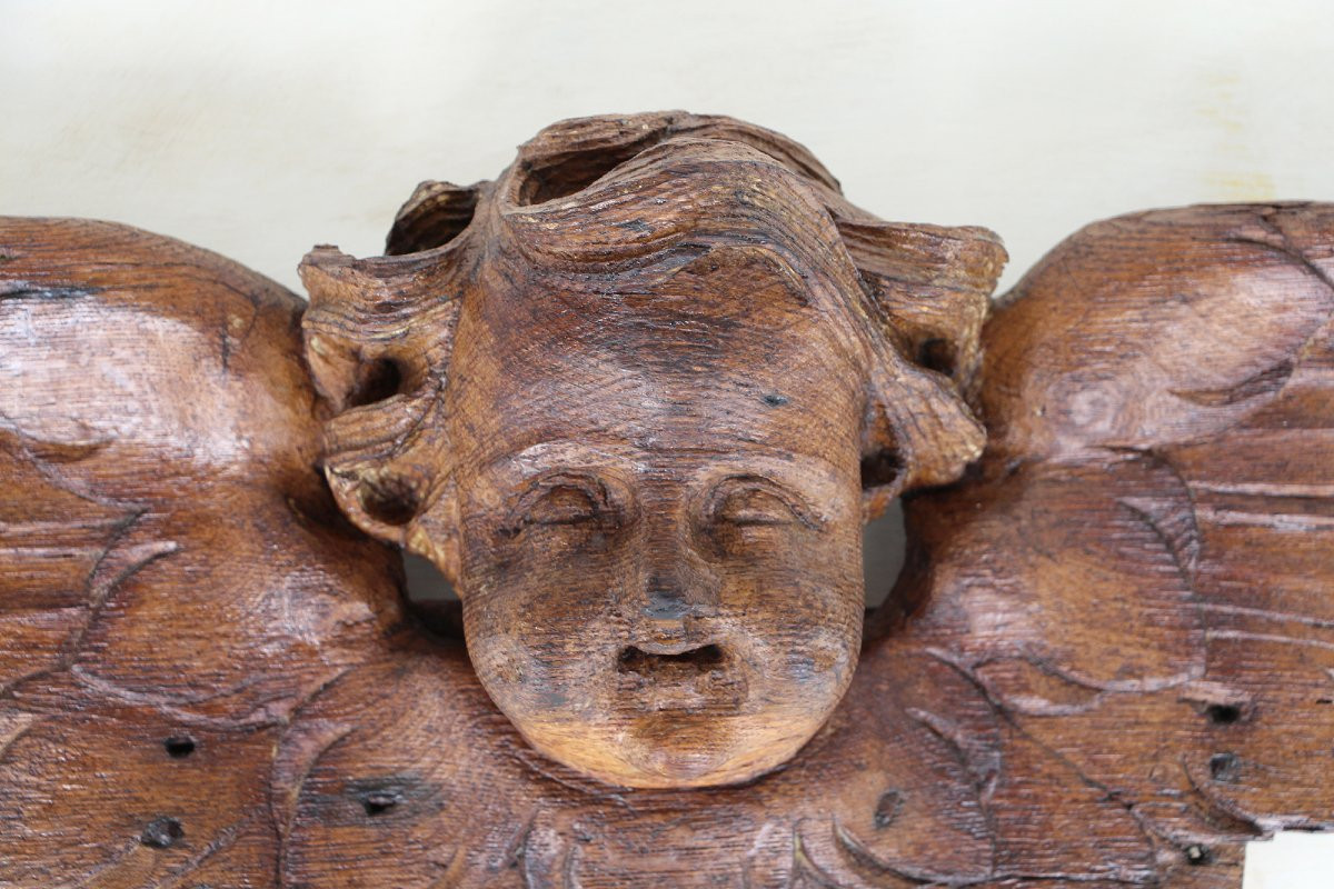 Portuguese Antique Wooden Cherub, Baroque Angel, 18th Century, Sacred Sculpture-photo-3