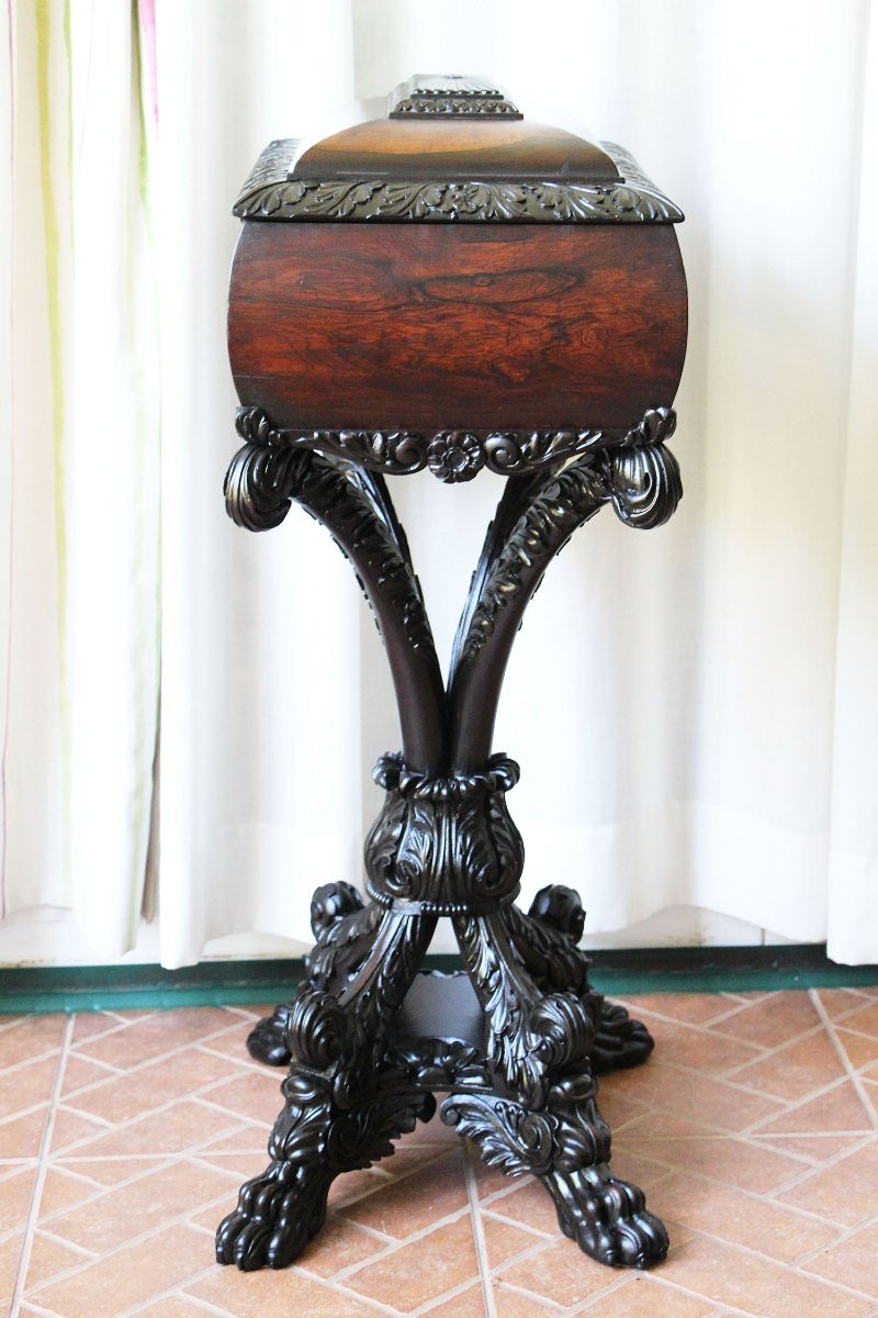 thépoy en acajou de la période Régence anglaise, avec serrure Bramah, début du XIXᵉ siè-photo-3