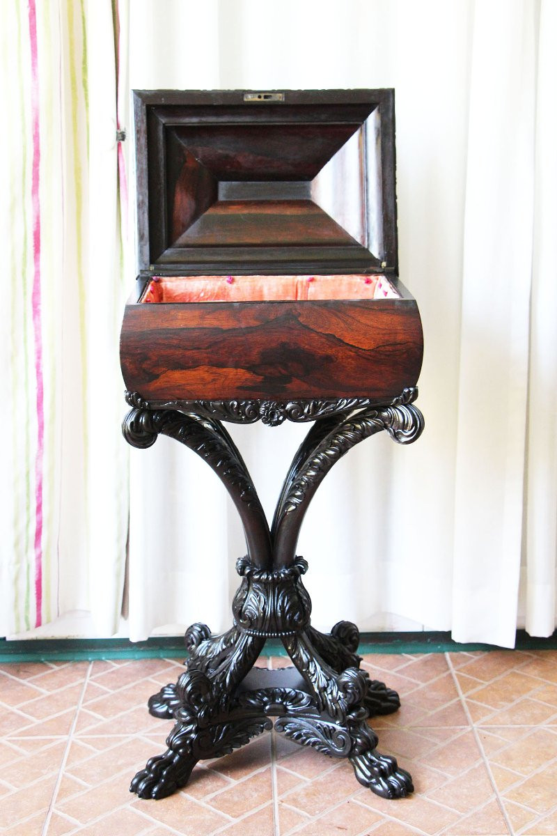 thépoy en acajou de la période Régence anglaise, avec serrure Bramah, début du XIXᵉ siè-photo-4