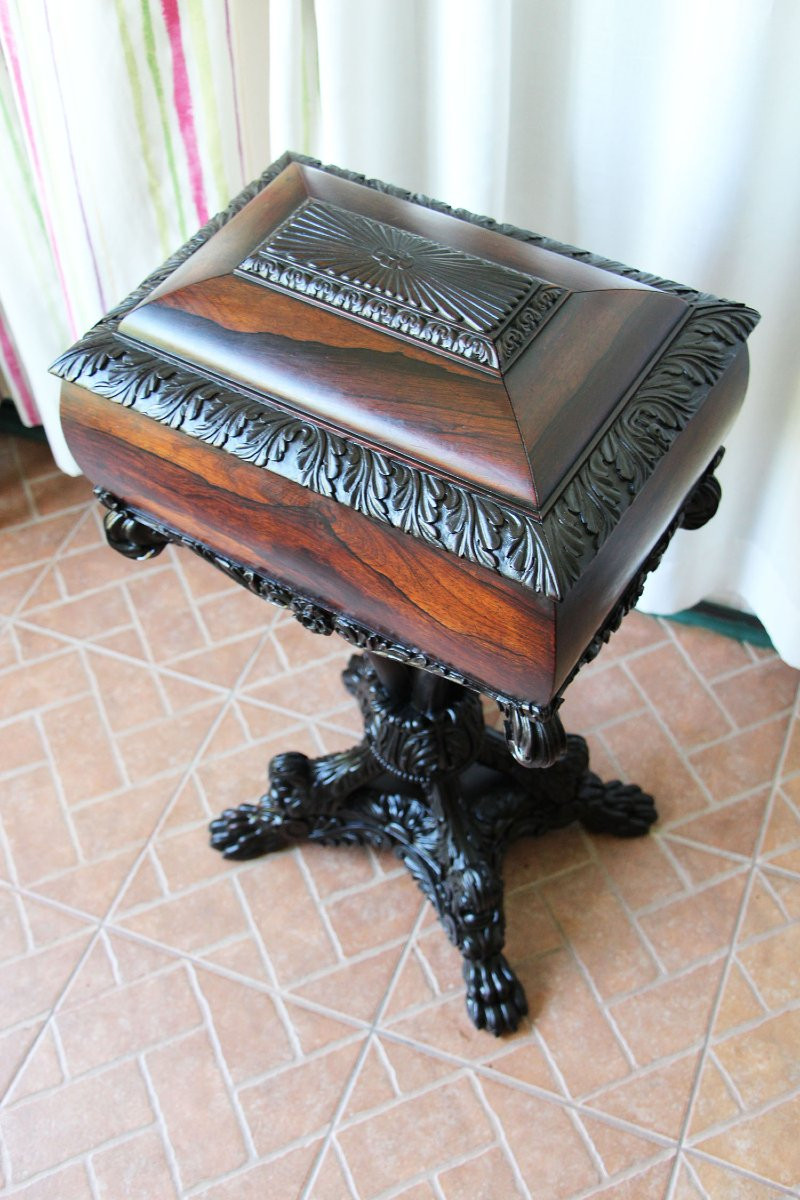 thépoy en acajou de la période Régence anglaise, avec serrure Bramah, début du XIXᵉ siè-photo-1