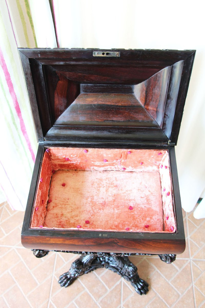 thépoy en acajou de la période Régence anglaise, avec serrure Bramah, début du XIXᵉ siè-photo-5