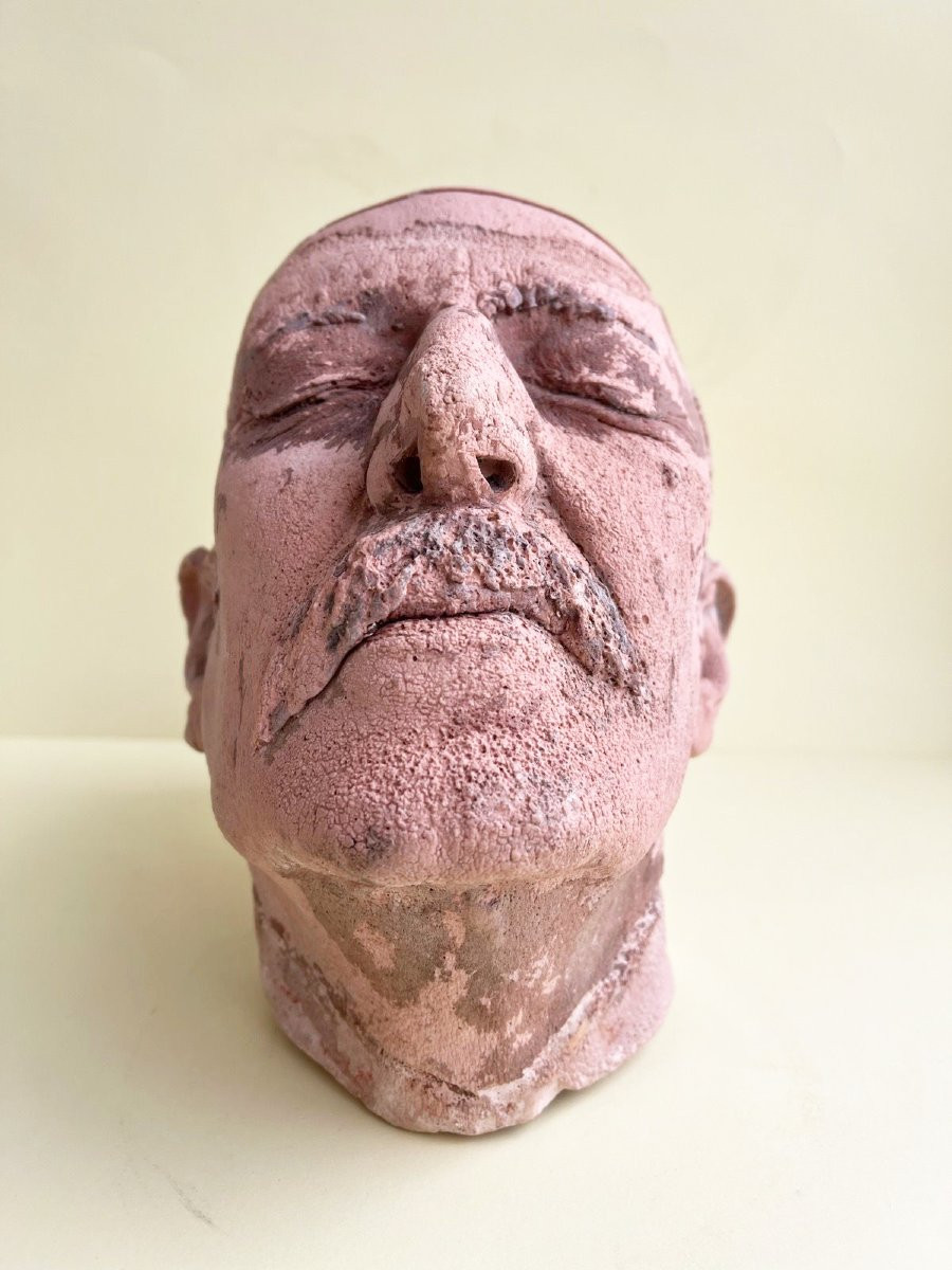 Rare masque mortuaire grandeur nature d’un homme, France, années 1900-photo-3