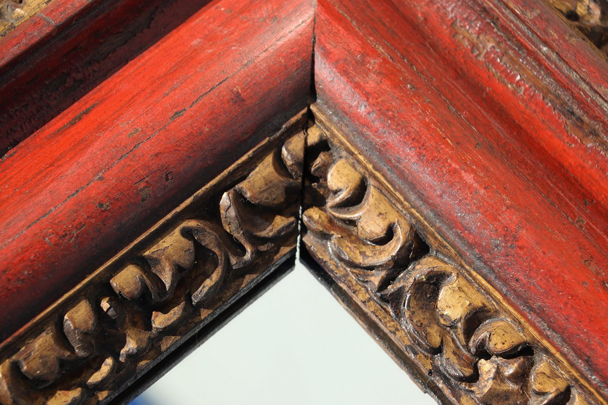 Rare 18th Century, Carved, Gilded And Chinoiserie Portuguese Baroque Wall Mirror-photo-5