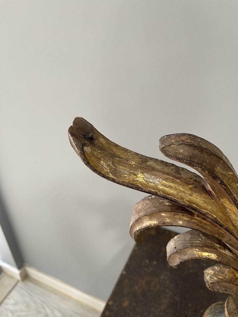 18th Century Portuguese Baroque Ornament On Wooden Vase-photo-2