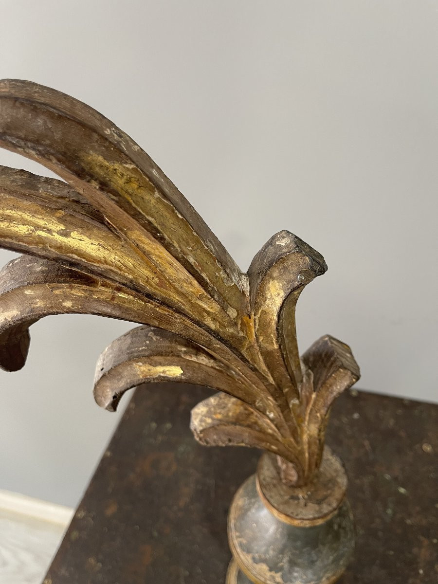 18th Century Portuguese Baroque Ornament On Wooden Vase-photo-3