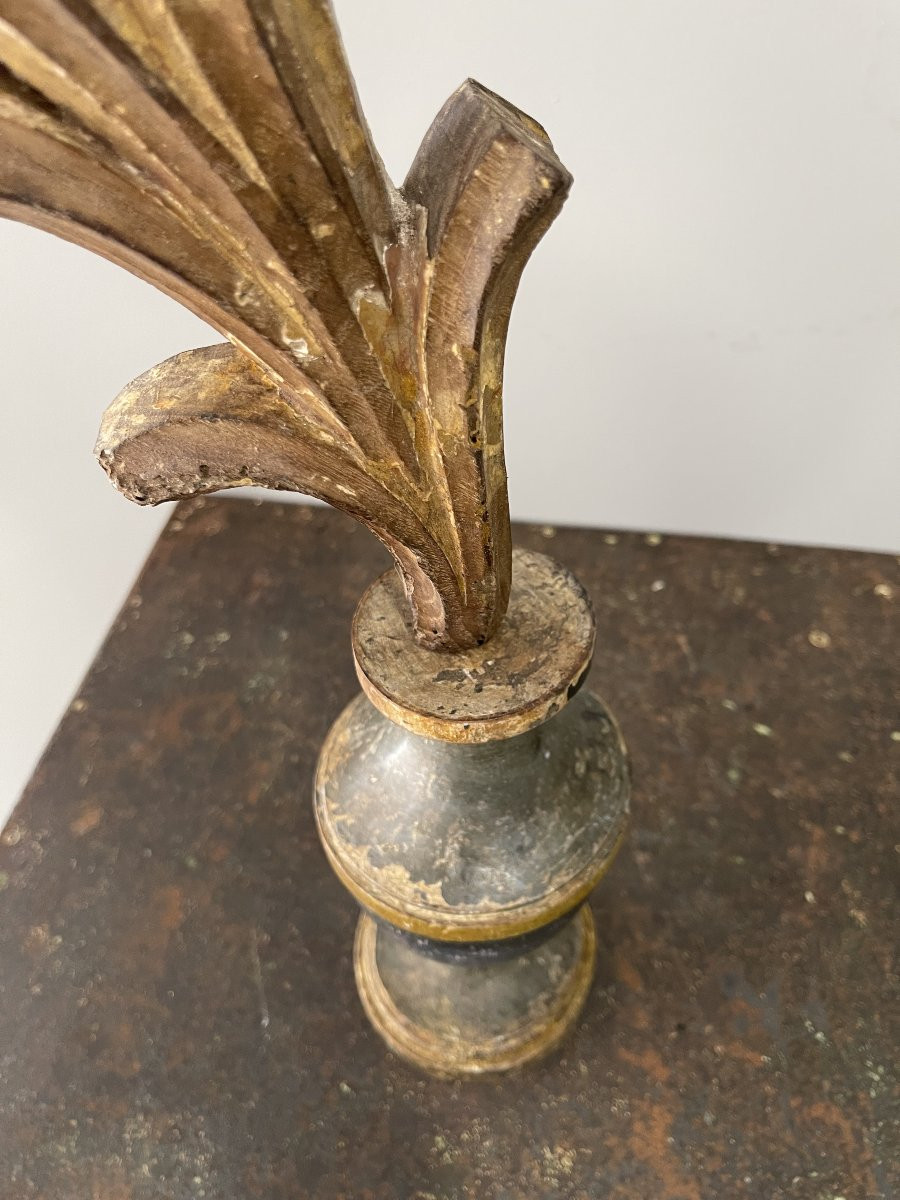 18th Century Portuguese Baroque Ornament On Wooden Vase-photo-4