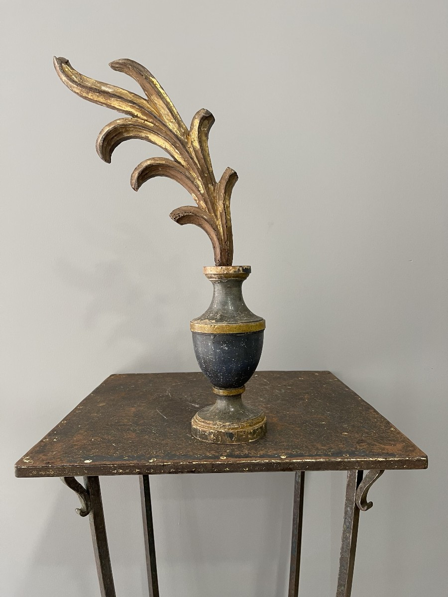 18th Century Portuguese Baroque Ornament On Wooden Vase