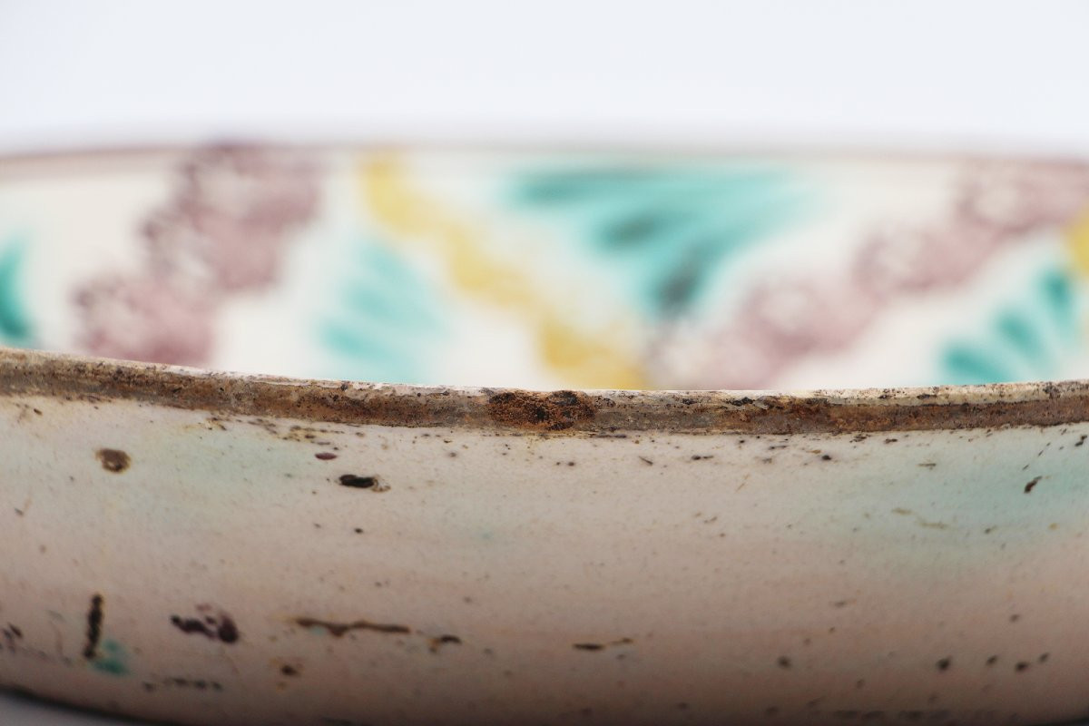 19th Century Spongeware Earthenware Portuguese Large Dairy Bowl-photo-6
