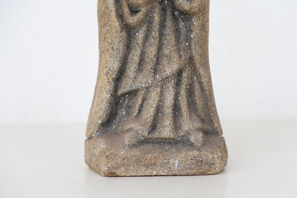 Late 19th Century, Carved Granite Holy Mary With Baby Jesus, Portuguese-photo-3