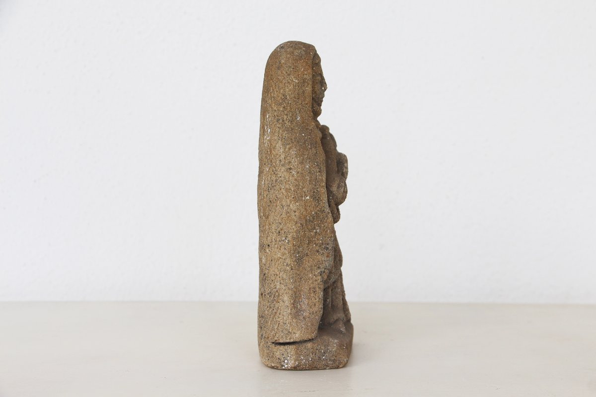 Late 19th Century, Carved Granite Holy Mary With Baby Jesus, Portuguese-photo-1