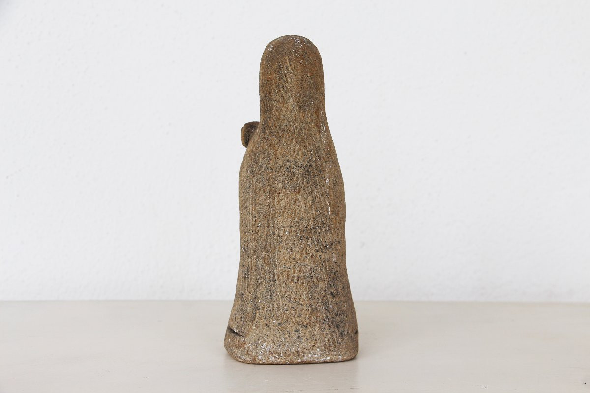 Late 19th Century, Carved Granite Holy Mary With Baby Jesus, Portuguese-photo-2
