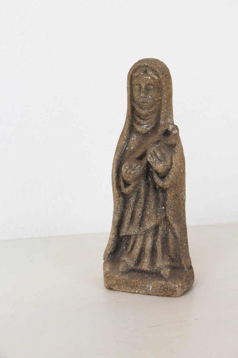 Late 19th Century, Carved Granite Holy Mary With Baby Jesus, Portuguese-photo-4
