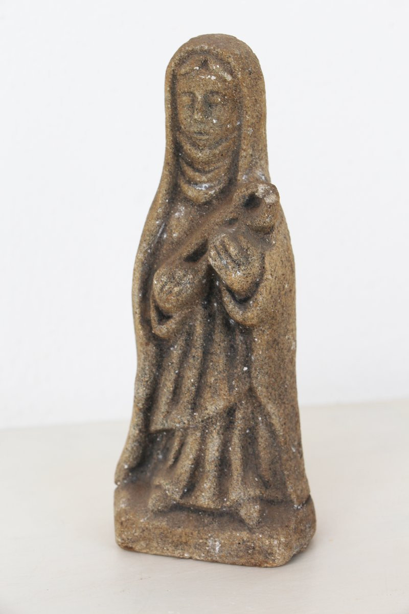 Late 19th Century, Carved Granite Holy Mary With Baby Jesus, Portuguese-photo-5