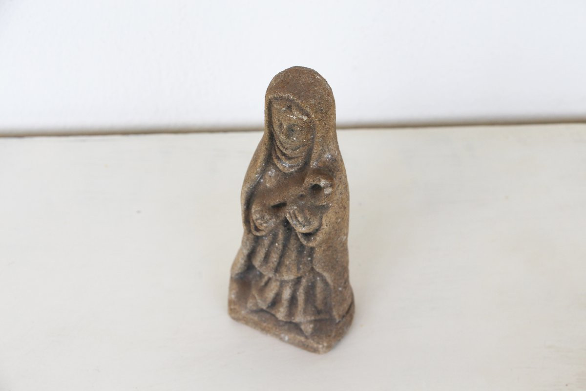 Late 19th Century, Carved Granite Holy Mary With Baby Jesus, Portuguese-photo-6
