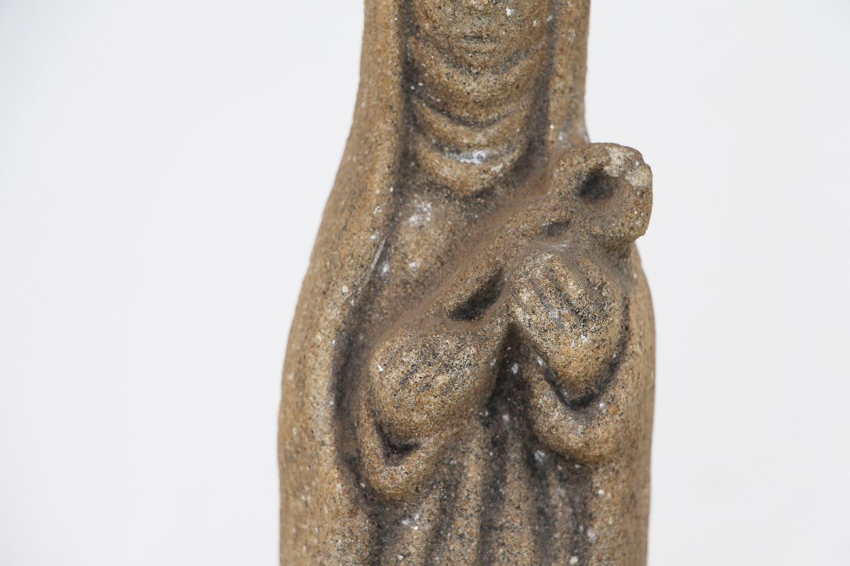 Late 19th Century, Carved Granite Holy Mary With Baby Jesus, Portuguese-photo-8