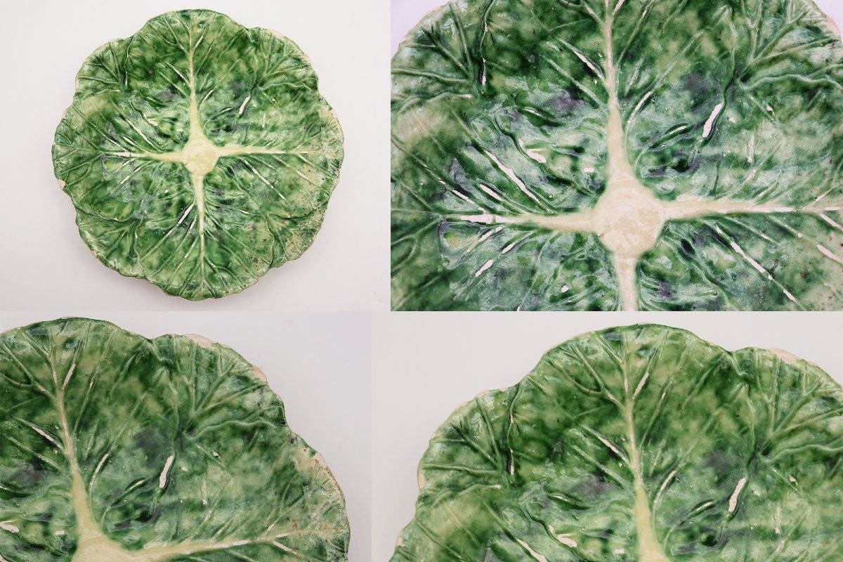 19th Century, Rare Trompe L’oeil Cabbage Tureen, Portuguese Palissy Earthenware-photo-6