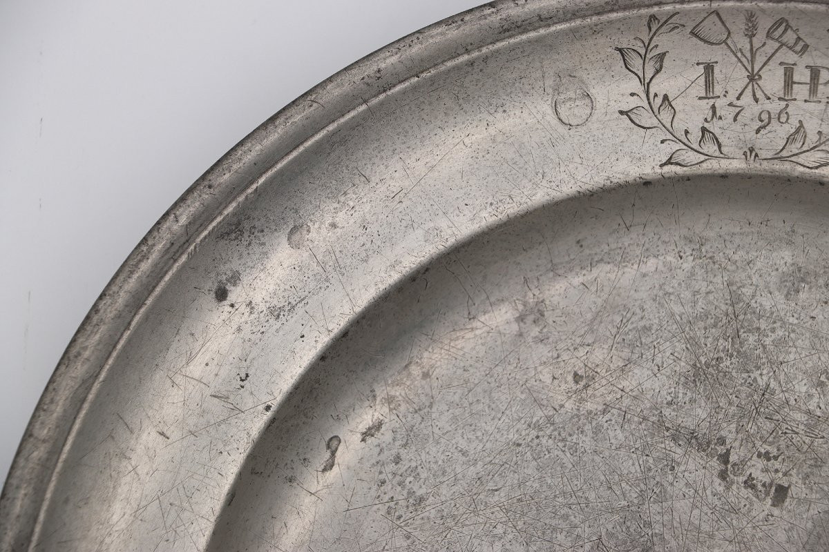 Alms Dish, Pewter, 1796 Germany-photo-3