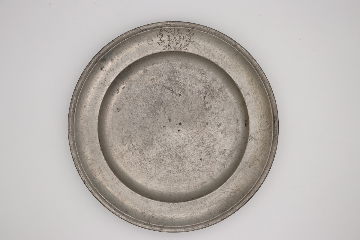 Alms Dish, Pewter, 1796 Germany