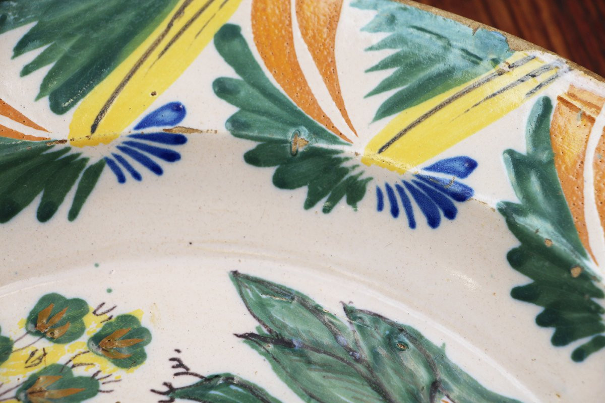 19th Century Portuguese Bird By A House Wall Plate, Earthenware, Faience-photo-4