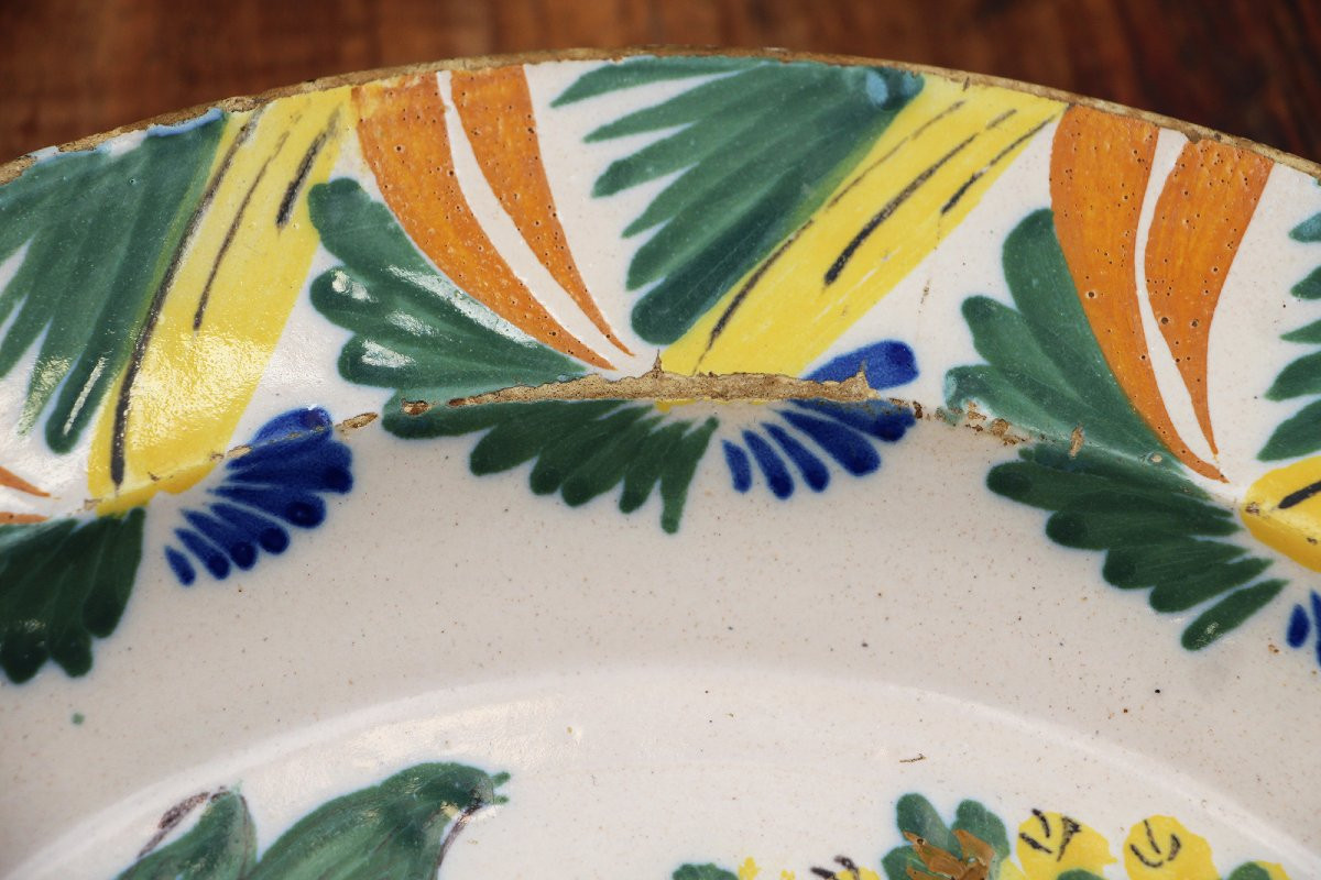 19th Century Portuguese Bird By A House Wall Plate, Earthenware, Faience-photo-2