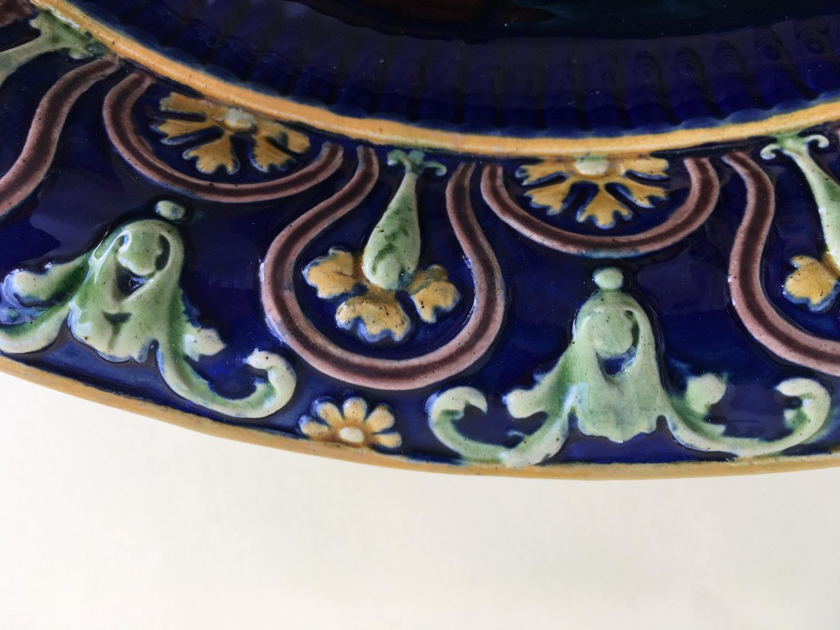 Original And Rare Minton Majolica Stand / Under-plate, Modelled By Hamlet Bourne-photo-4