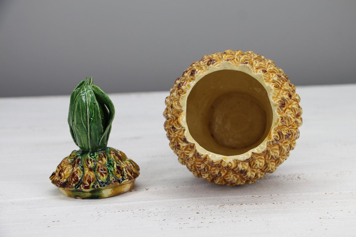 19th Century Pineapple Box, Portuguese Palissy Ware, Mafra Filho-photo-6