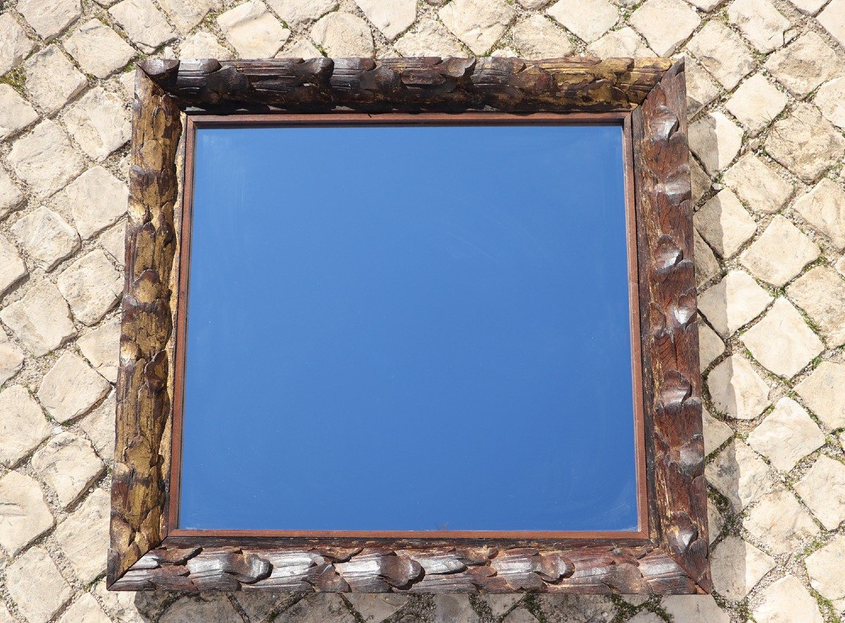 18th Century Carved And Gold Leaf Baroque Wall Mirror, Portuguese