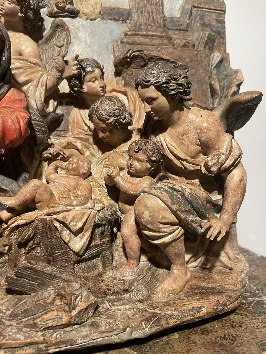 Crèche de la Nativité, Cour céleste, XVIIIᵉ siècle, Terre cuite, Italie-photo-2