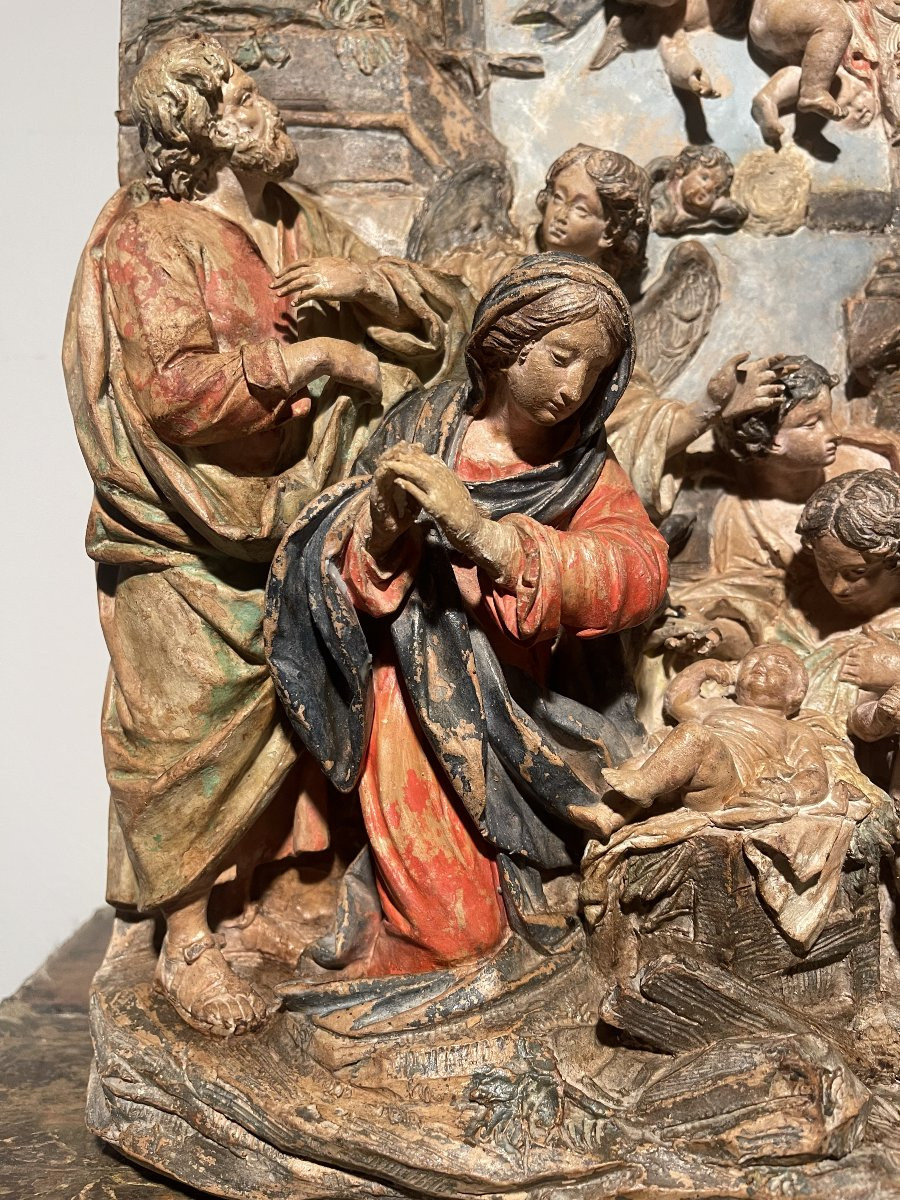 Crèche de la Nativité, Cour céleste, XVIIIᵉ siècle, Terre cuite, Italie-photo-4