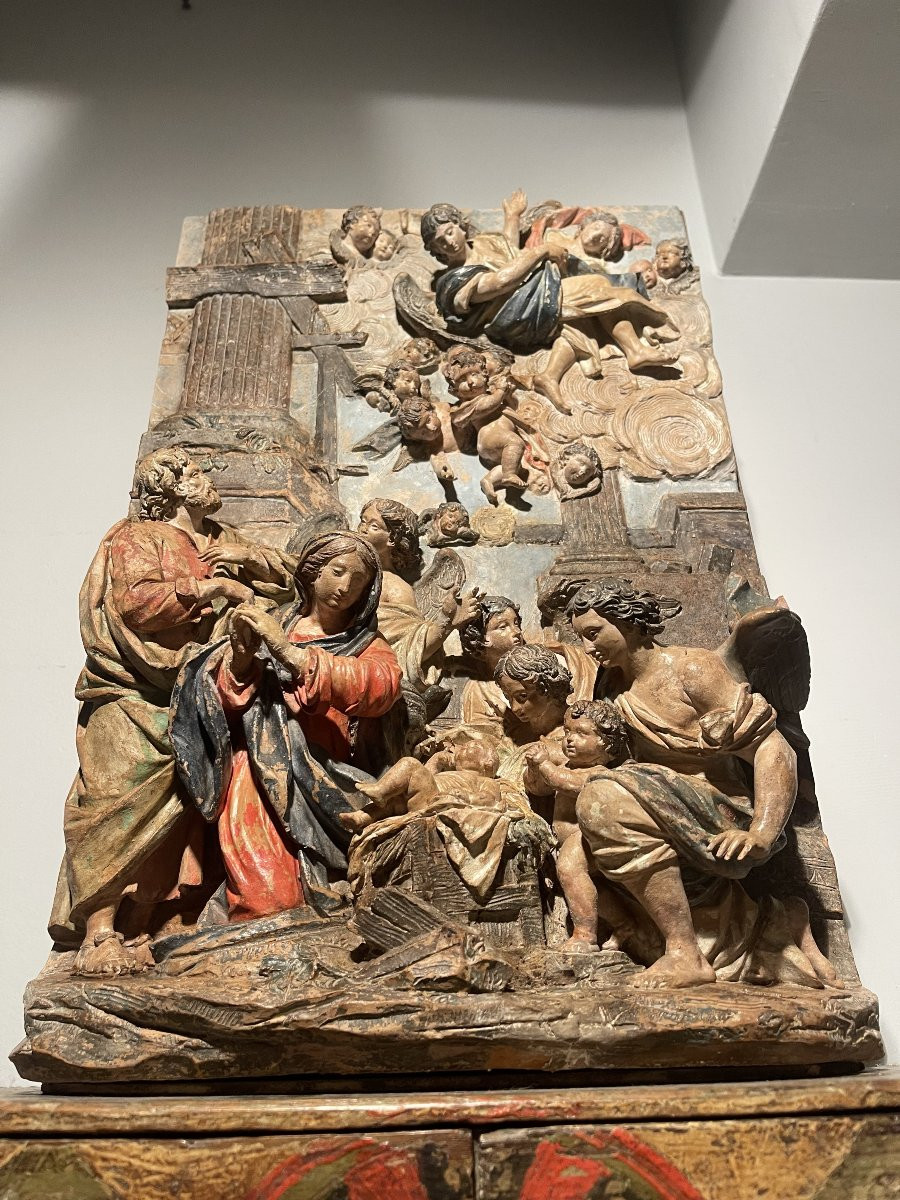 Crèche de la Nativité, Cour céleste, XVIIIᵉ siècle, Terre cuite, Italie-photo-4