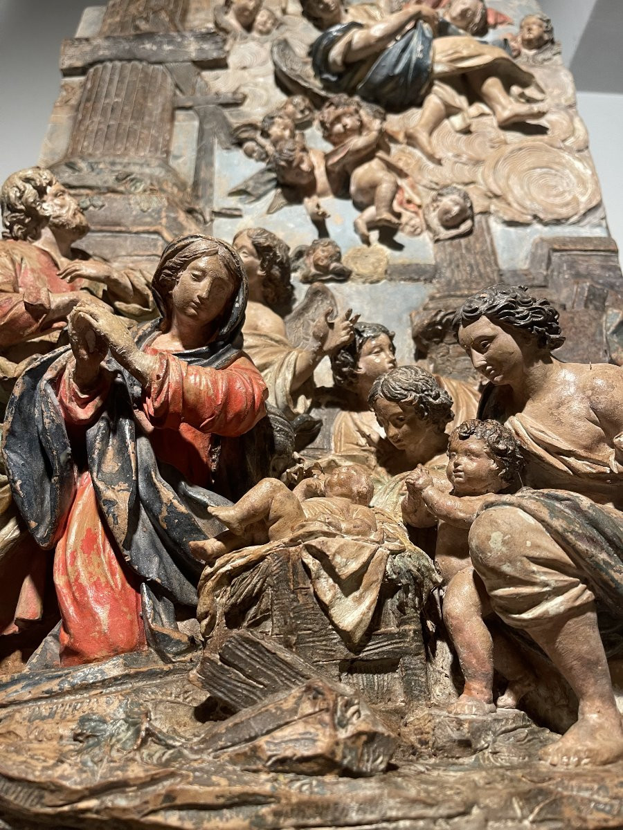 Crèche de la Nativité, Cour céleste, XVIIIᵉ siècle, Terre cuite, Italie-photo-5