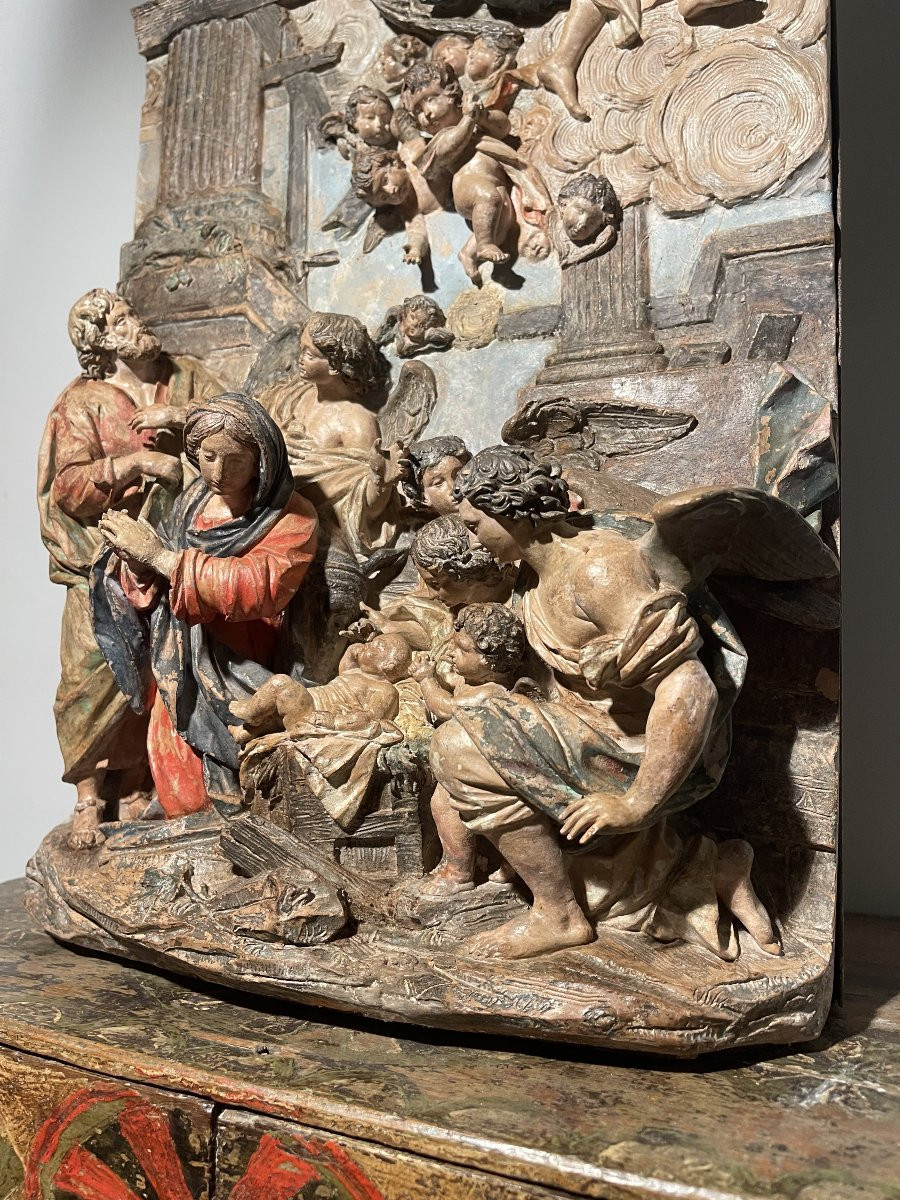 Crèche de la Nativité, Cour céleste, XVIIIᵉ siècle, Terre cuite, Italie-photo-8