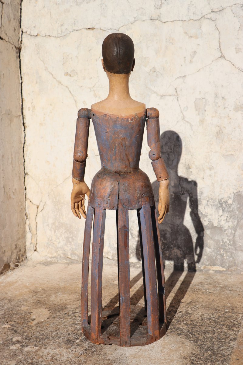 18th Century Portuguese Baroque Santos Cage Doll With Glass Eyes, Virgin, Mannequin-photo-6