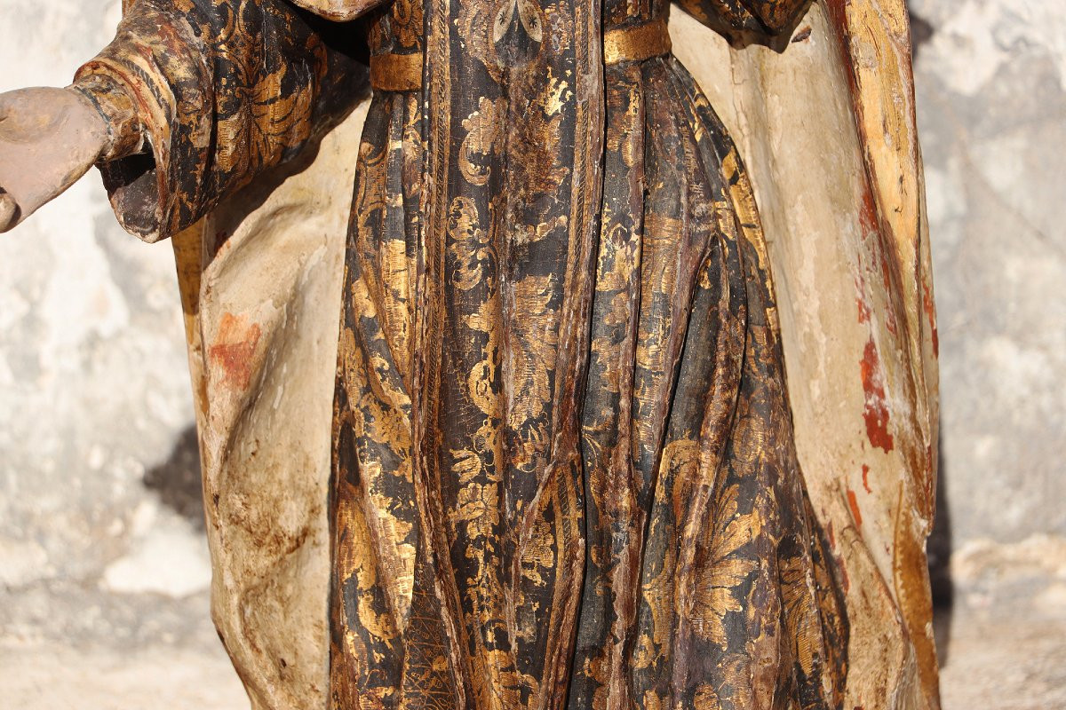 Saint Dominic Of Guzmán Kneeling, With Glass Eyes And The Carmelite Shield, 18th Century-photo-4