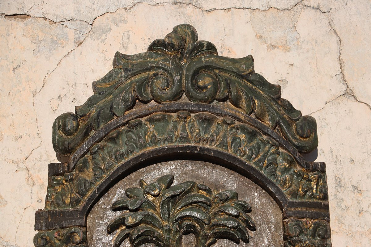 17th Century Large Baroque Holy Family Wooden Retable, Portuguese-photo-3