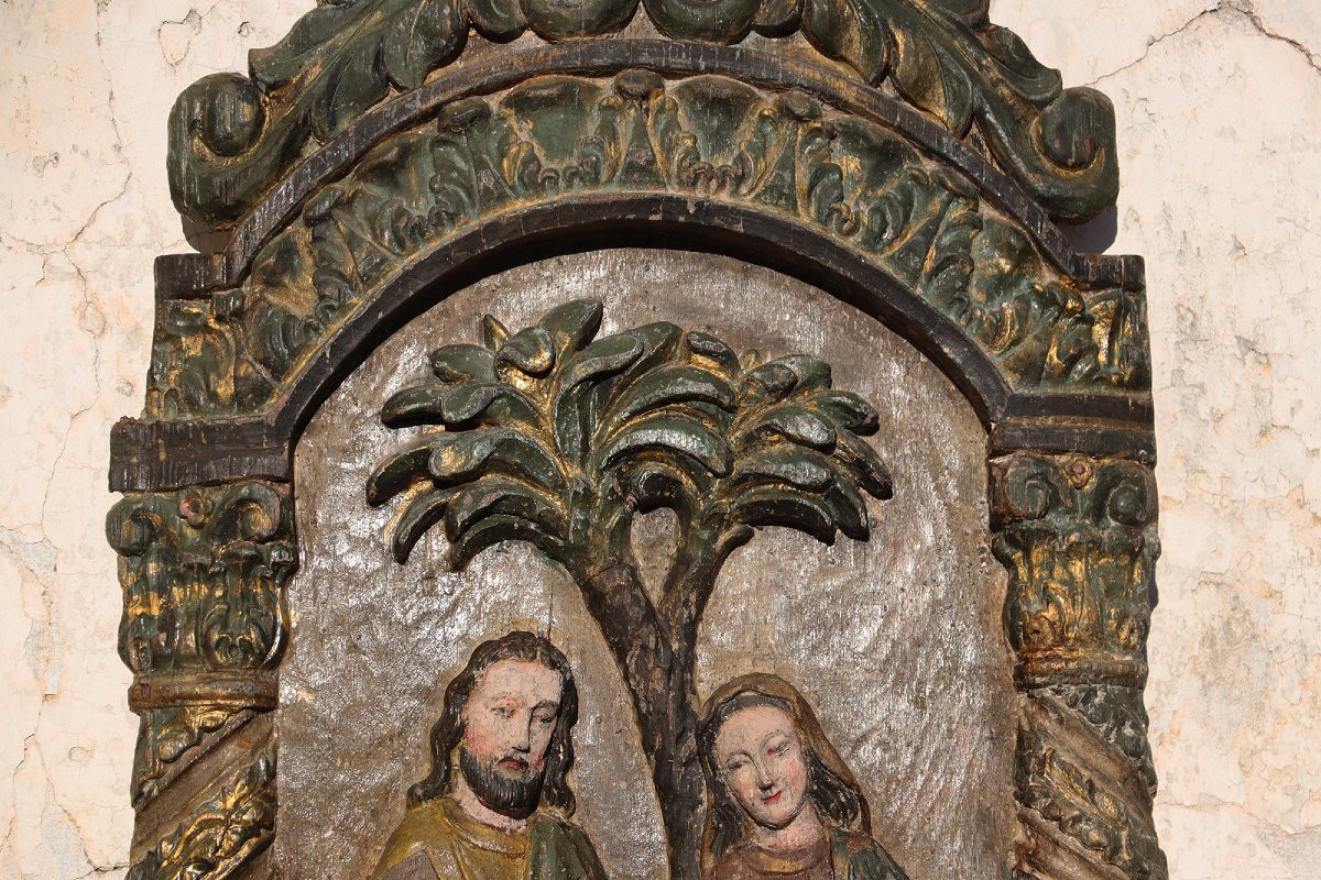 17th Century Large Baroque Holy Family Wooden Retable, Portuguese-photo-4