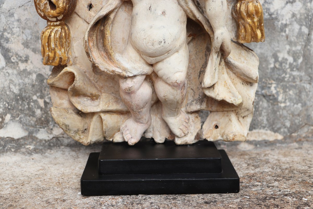 Cherub Angel Within A Baldachin, 18th Century, Portuguese-photo-1